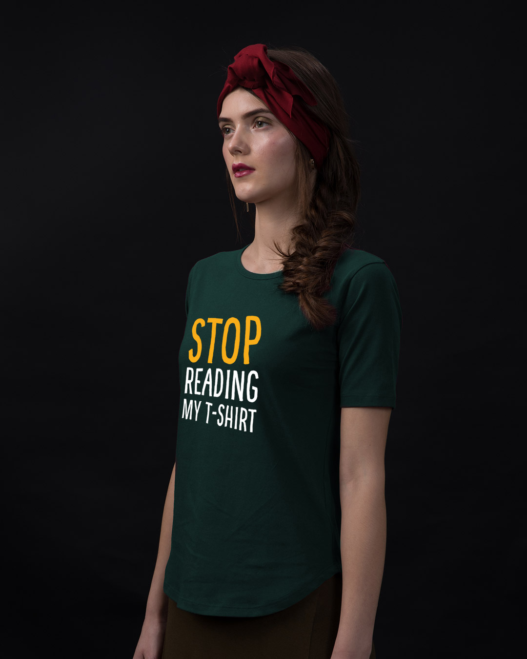 Shop Stop Reading Basic Round Hem T-Shirt-Back