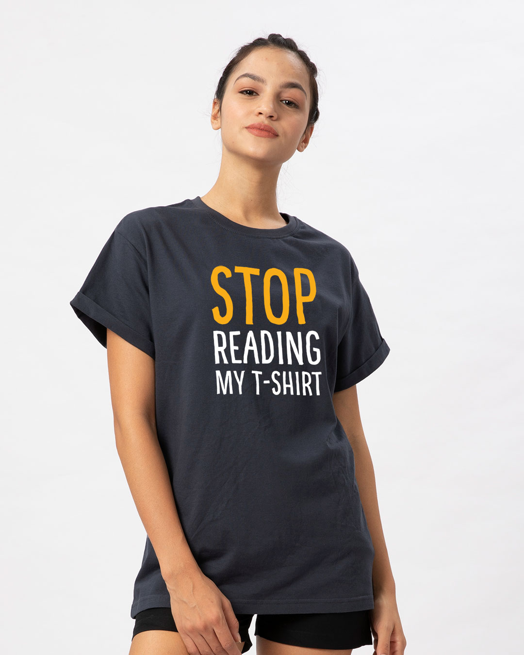 Shop Stop Reading Boyfriend T-Shirt-Back