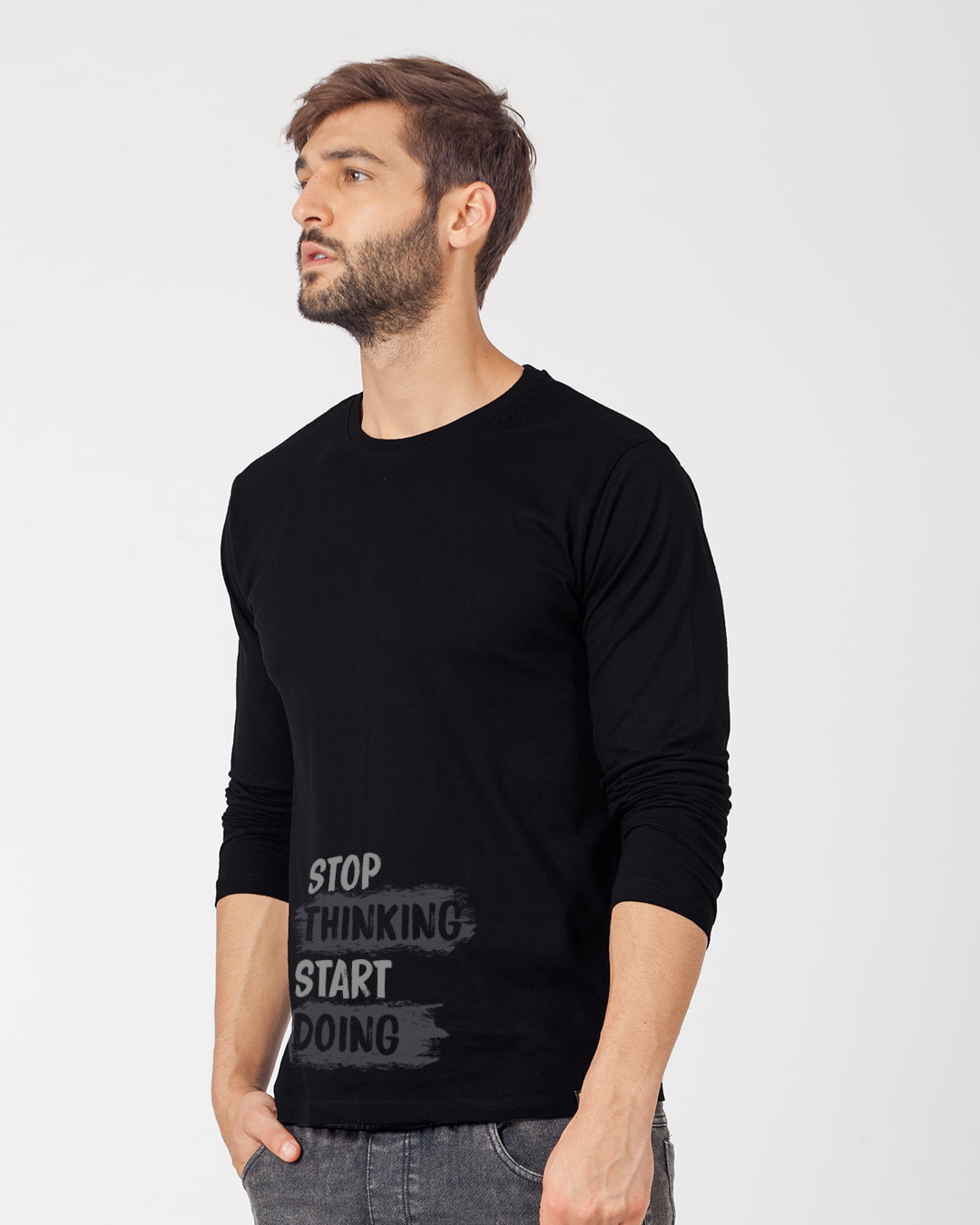 Shop Stop Thinking Full Sleeve T-Shirt-Back