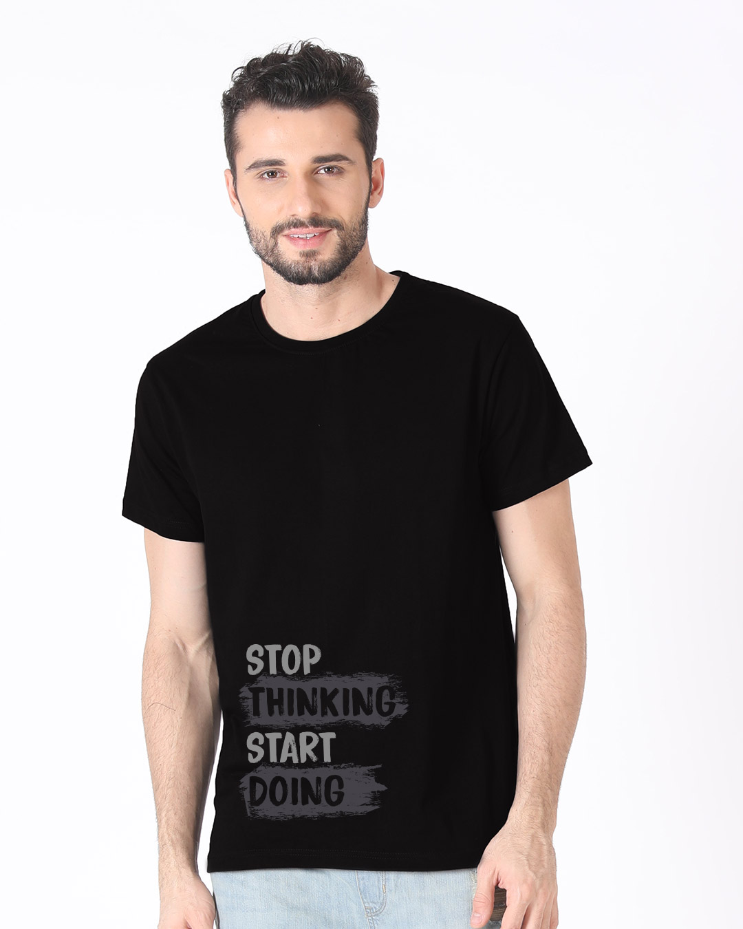 Shop Stop Thinking Half Sleeve T-Shirt-Back