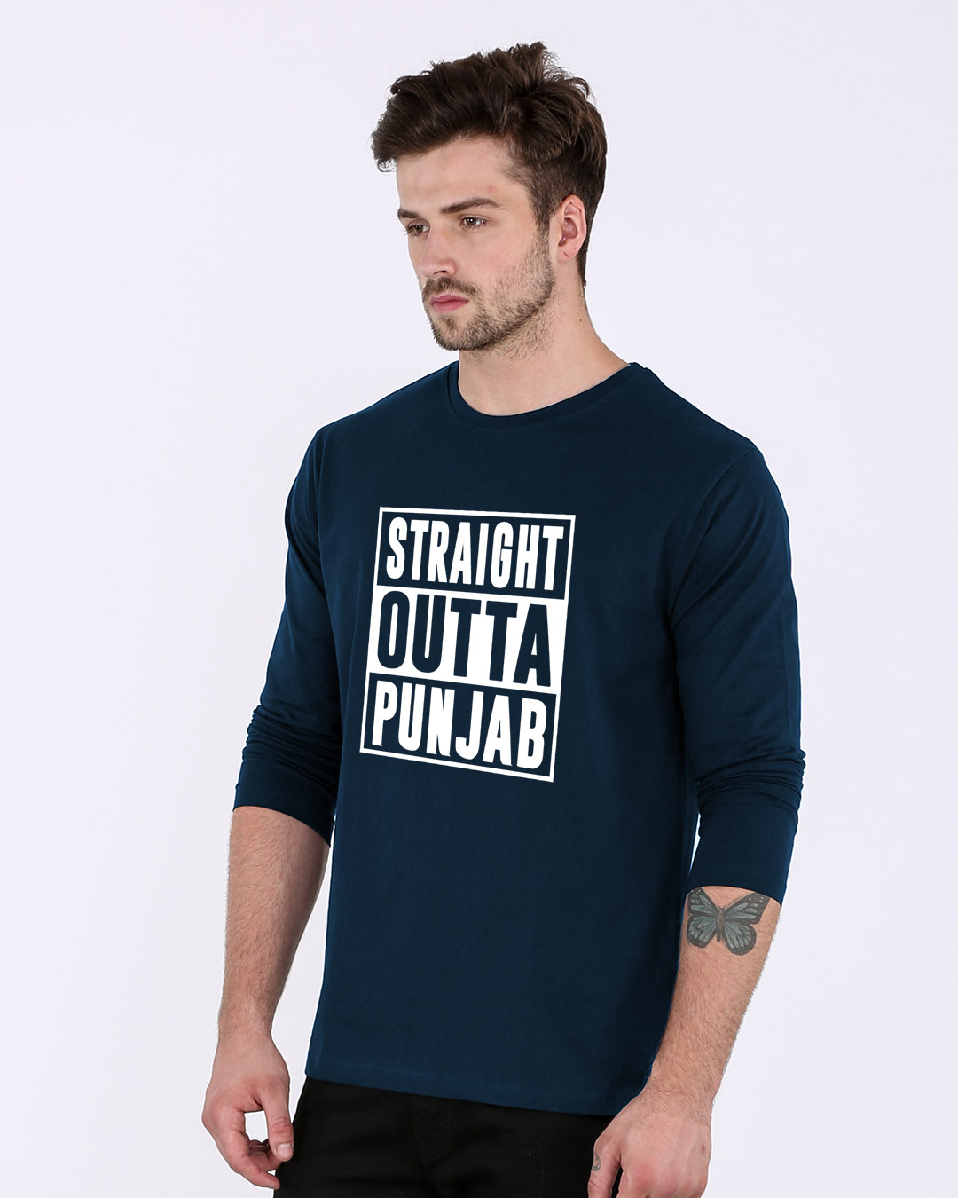 Shop Straight Outta Punjab Full Sleeve T-Shirt-Back
