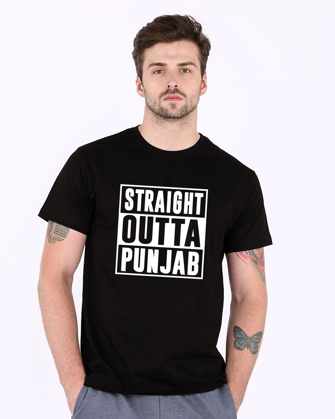 Shop Straight Outta Punjab Half Sleeve T-Shirt-Back