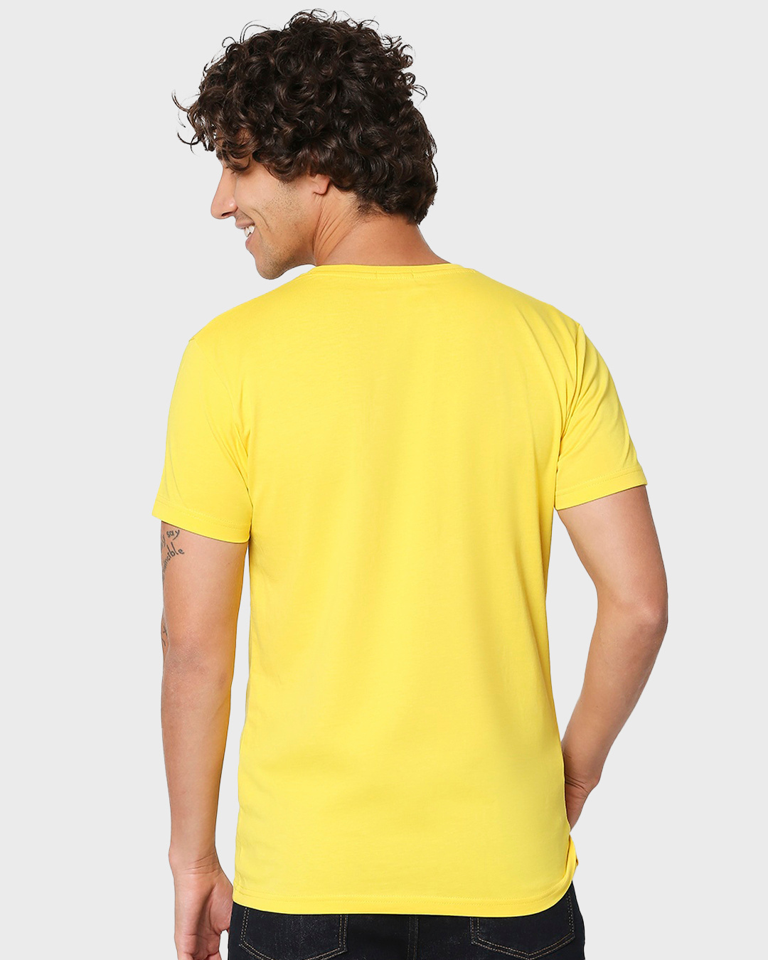 Shop Men's Yellow Street Crow Graphic Printed T-shirt-Back