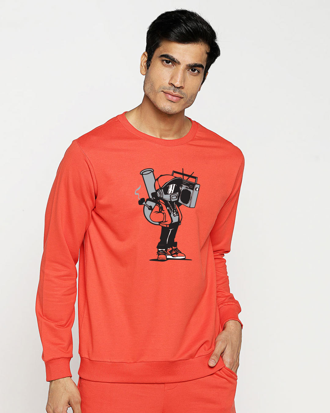 Shop Streetpop Fleece Sweatshirt Smoke Red-Back