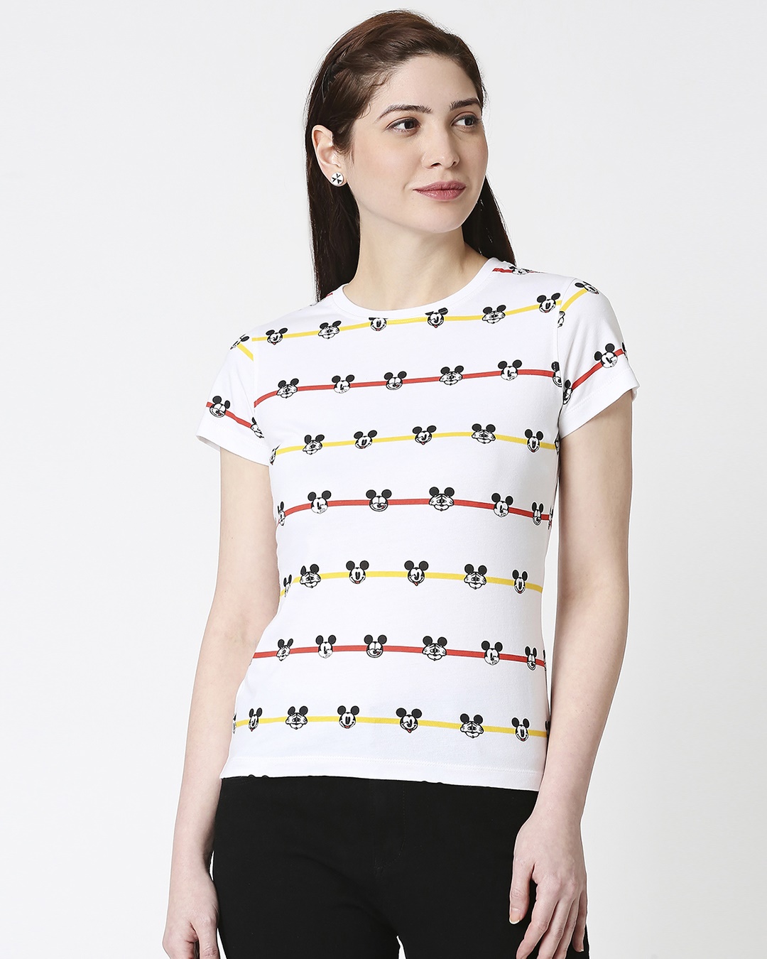 Shop Stripe Mickey Half Sleeves AOP T-Shirt-Back