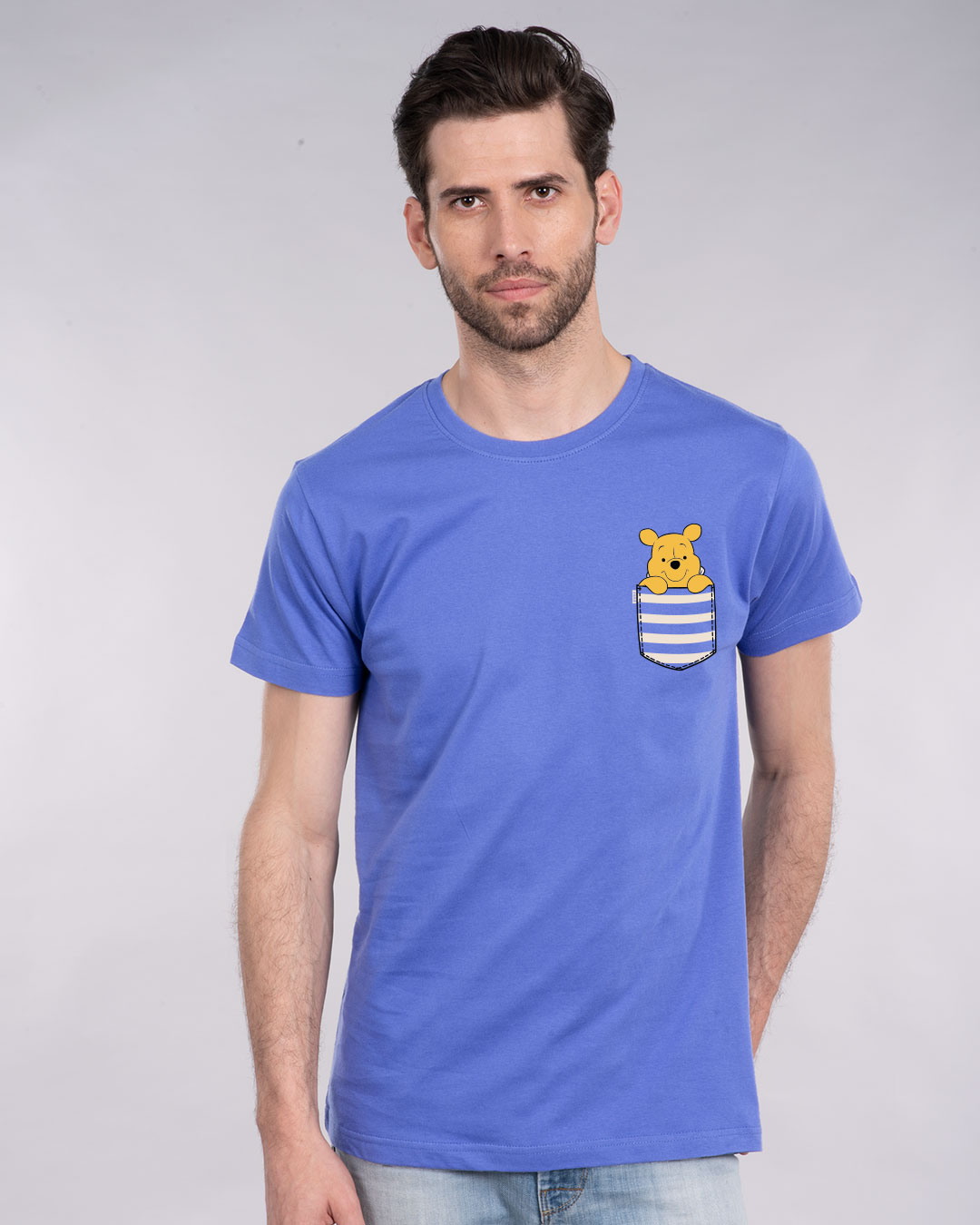 Shop Stripe Pocket Pooh Half Sleeve T-Shirt (DL)-Back