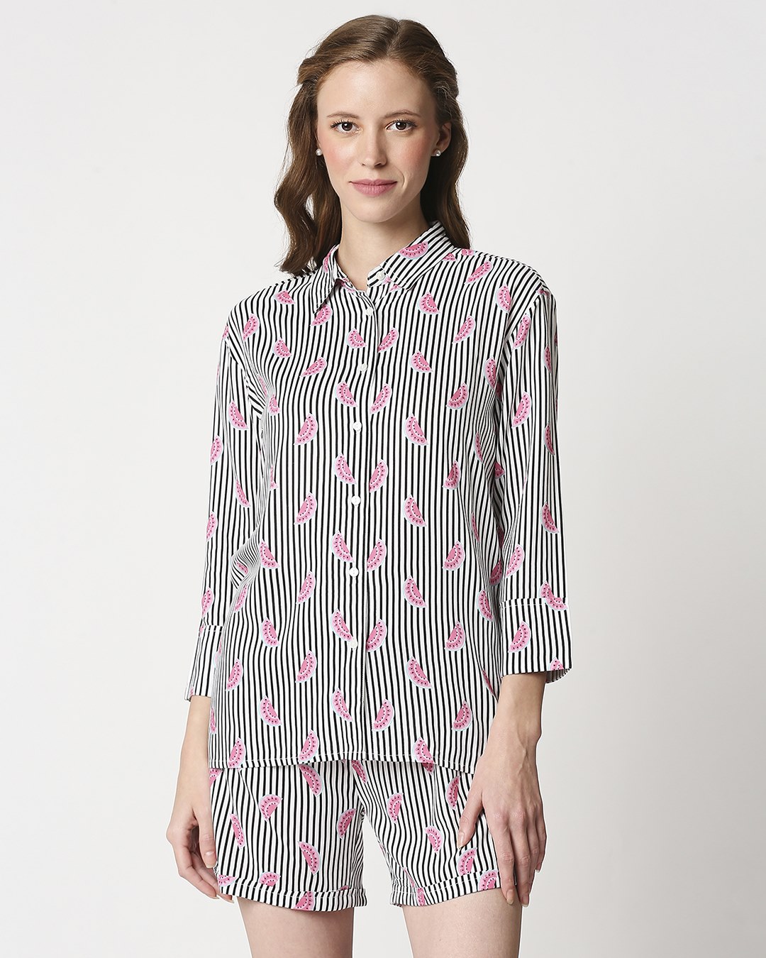 Shop Stripe Rayon Nightwear Set-Back