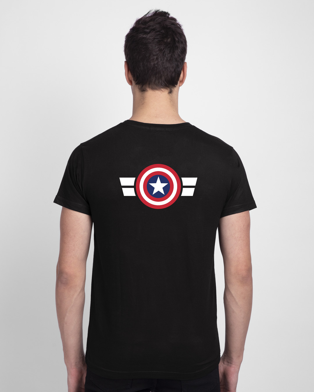 Shop Striped Captain America Back Print Half Sleeve T-Shirt (AVL)-Back