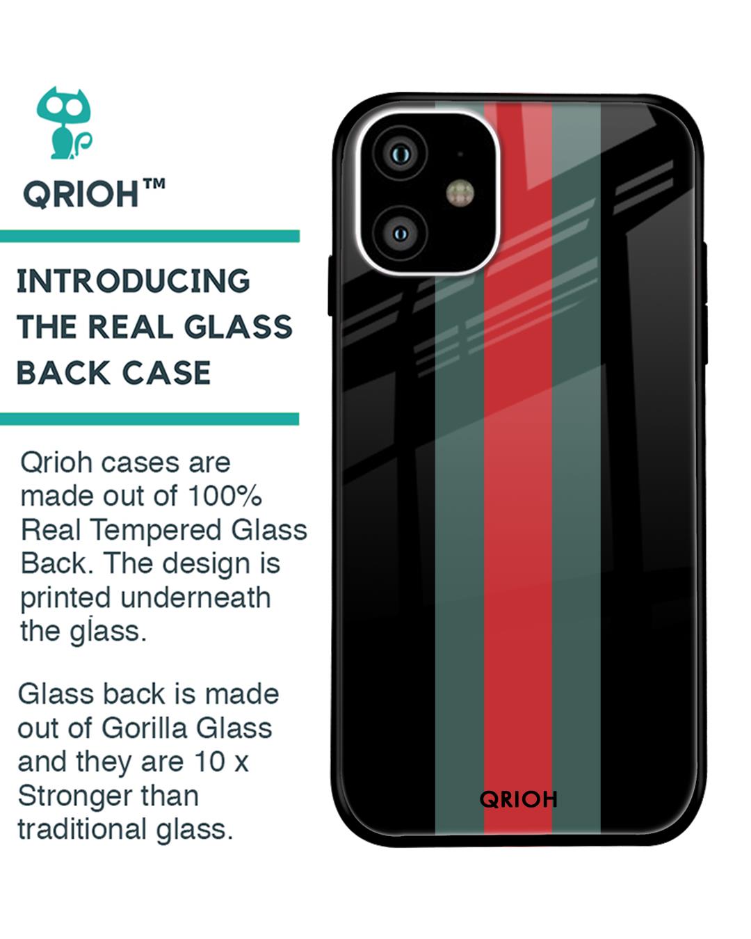 Shop Striped Premium Glass Cover For iPhone 11 (Impact Resistant, Matte Finish)-Back