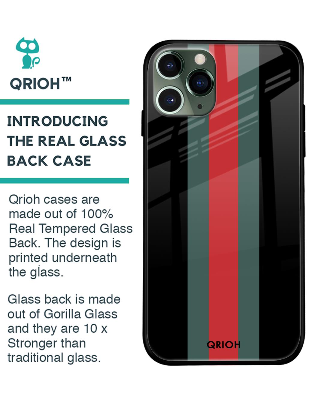 Shop Striped Premium Glass Cover For iPhone 11 Pro Max (Impact Resistant, Matte Finish)-Back