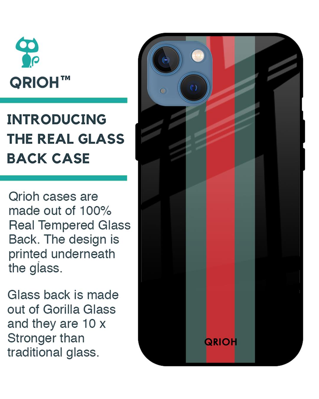 Shop Striped Premium Glass Cover For iPhone 13 mini (Impact Resistant, Matte Finish)-Back