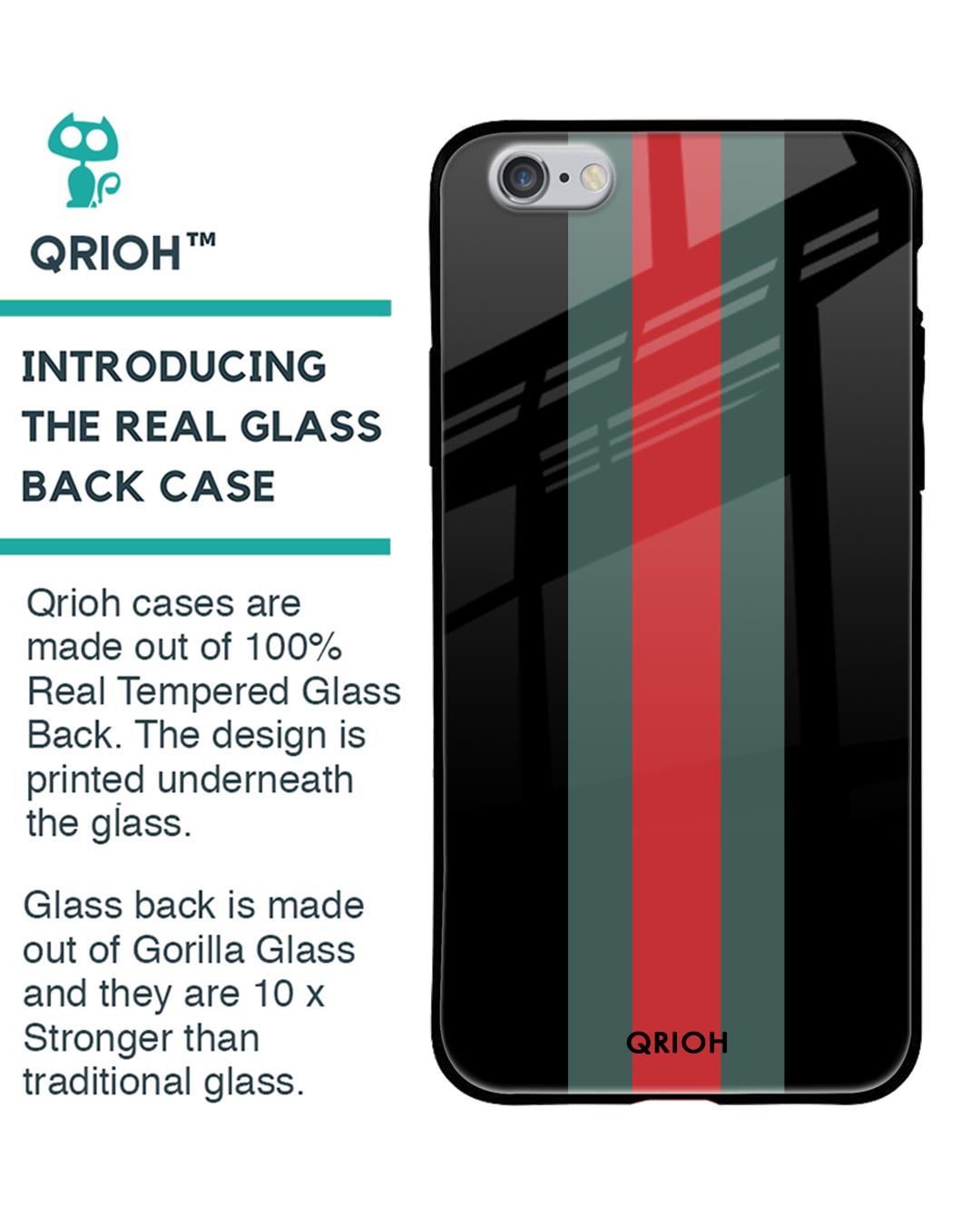 Shop Striped Premium Glass Cover For iPhone 6 (Impact Resistant, Matte Finish)-Back
