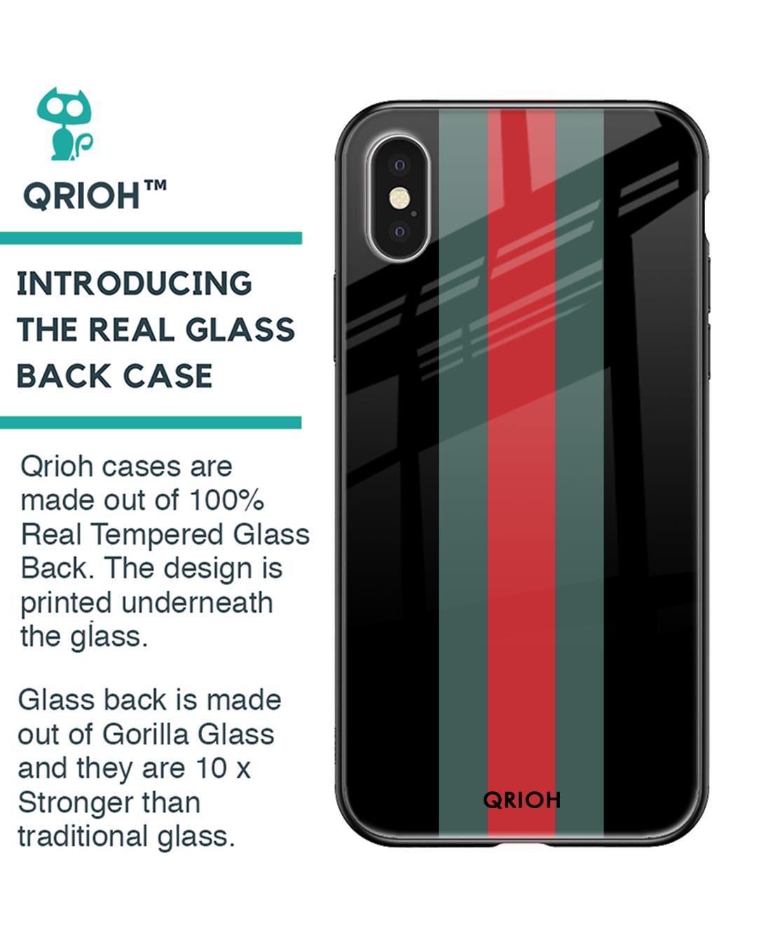 Shop Striped Premium Glass Cover For iPhone XS (Impact Resistant, Matte Finish)-Back
