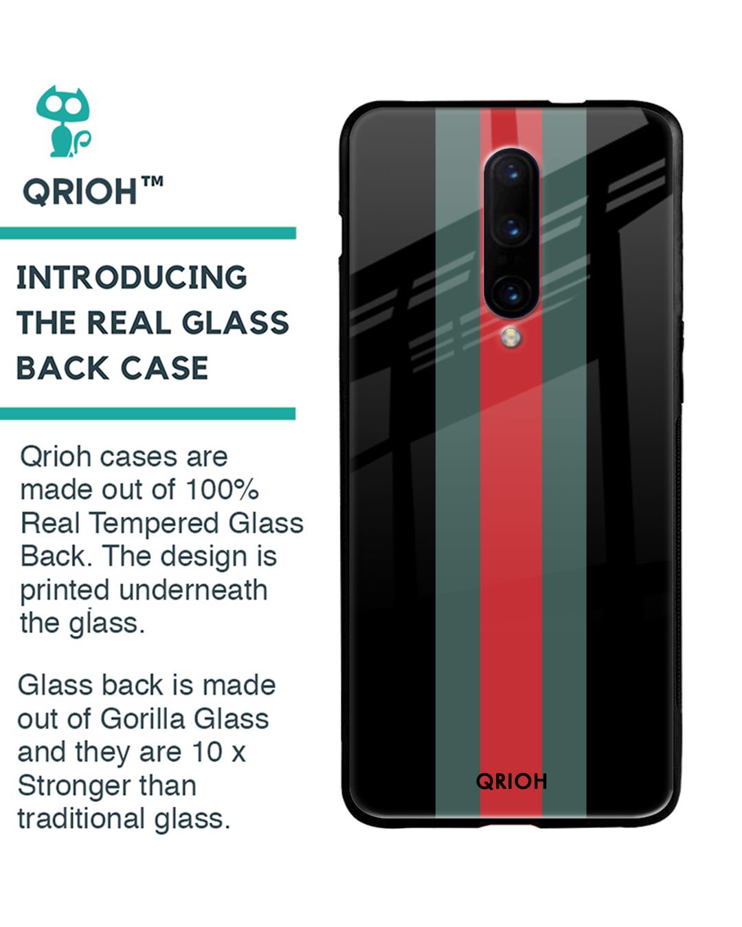 Shop Striped Premium Glass Cover For OnePlus 7 Pro (Impact Resistant, Matte Finish)-Back