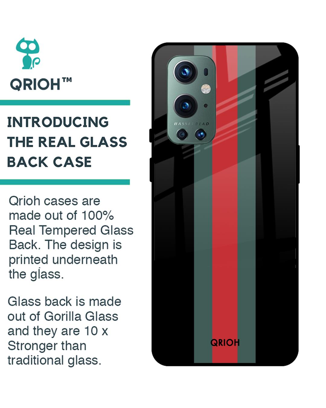 Shop Striped Premium Glass Cover For OnePlus 9 Pro (Impact Resistant, Matte Finish)-Back