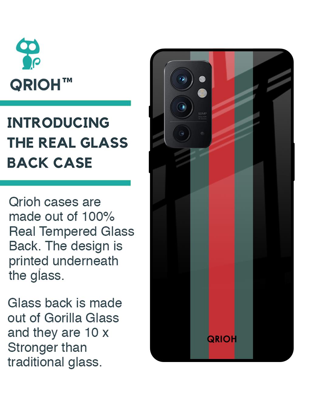 Shop Striped Premium Glass Cover For OnePlus 9RT (Impact Resistant, Matte Finish)-Back