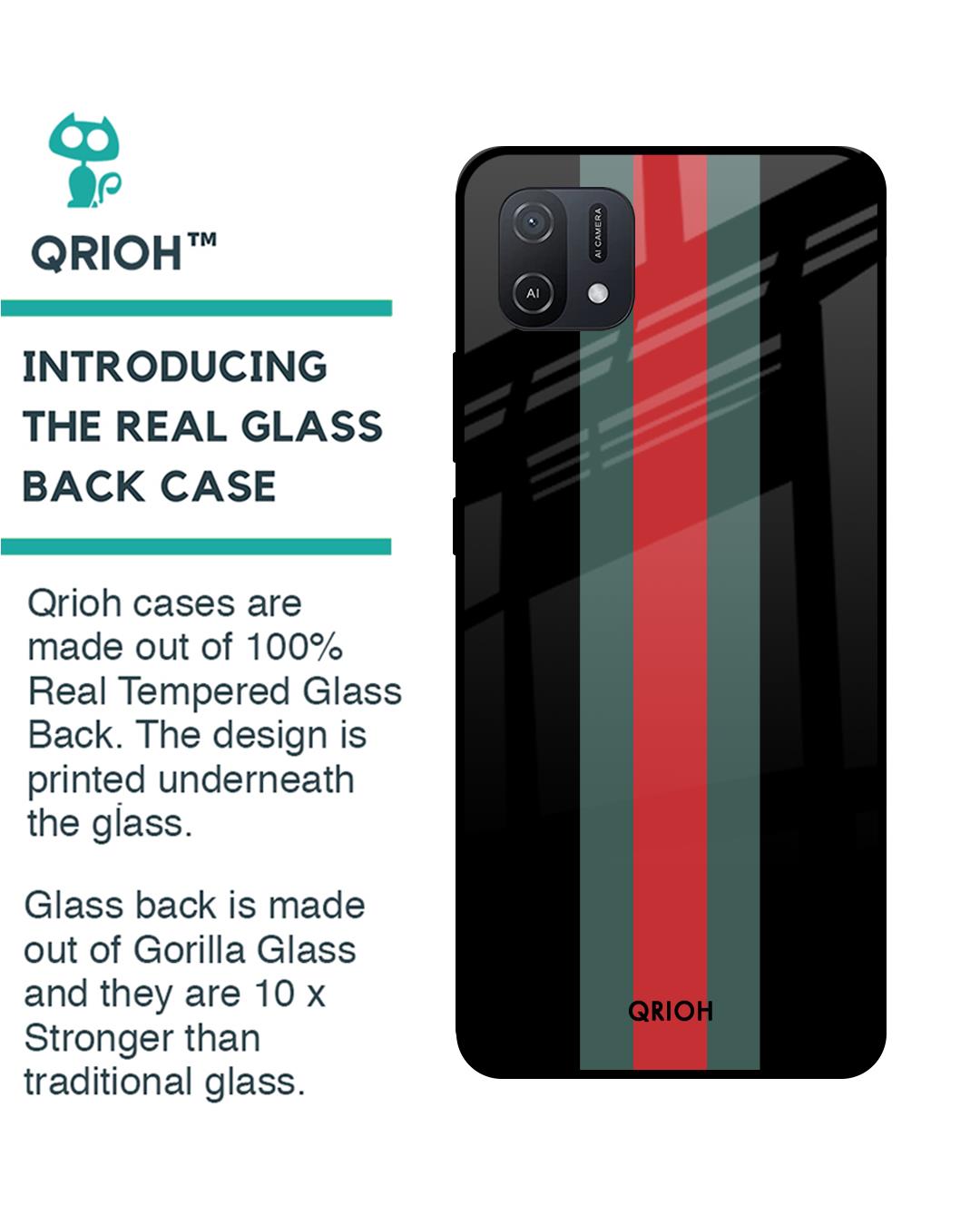 Shop Striped Premium Glass Cover For Oppo A16K (Impact Resistant, Matte Finish)-Back