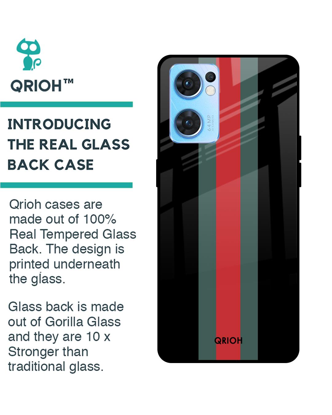 Shop Striped Premium Glass Cover For Oppo Reno7 5G (Impact Resistant, Matte Finish)-Back