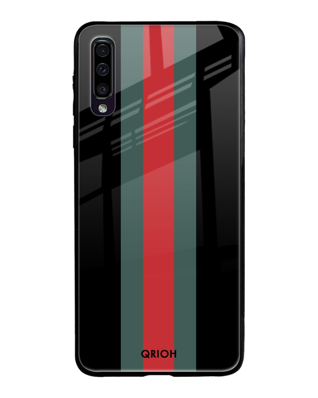 Shop Striped Premium Glass Cover For Samsung Galaxy A50(Impact Resistant, Matte Finish)-Back