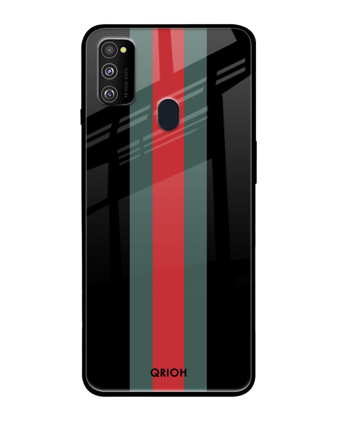 Shop Striped Premium Glass Cover For Samsung Galaxy M30s(Impact Resistant, Matte Finish)-Back