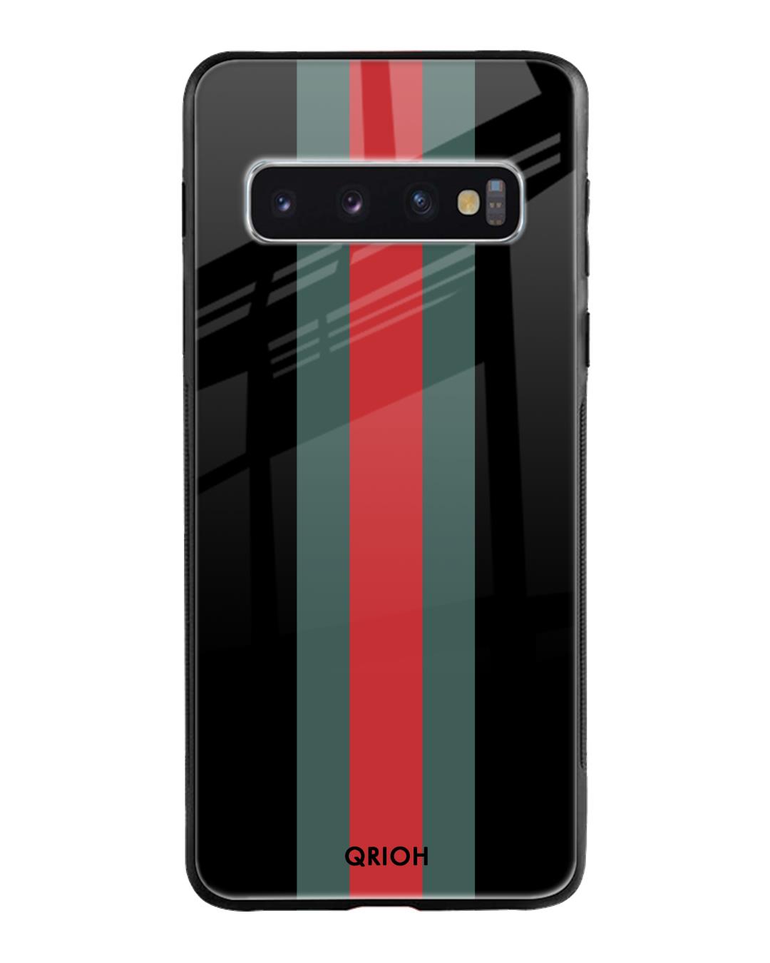 Shop Striped Premium Glass Cover For Samsung Galaxy S10 Plus(Impact Resistant, Matte Finish)-Back