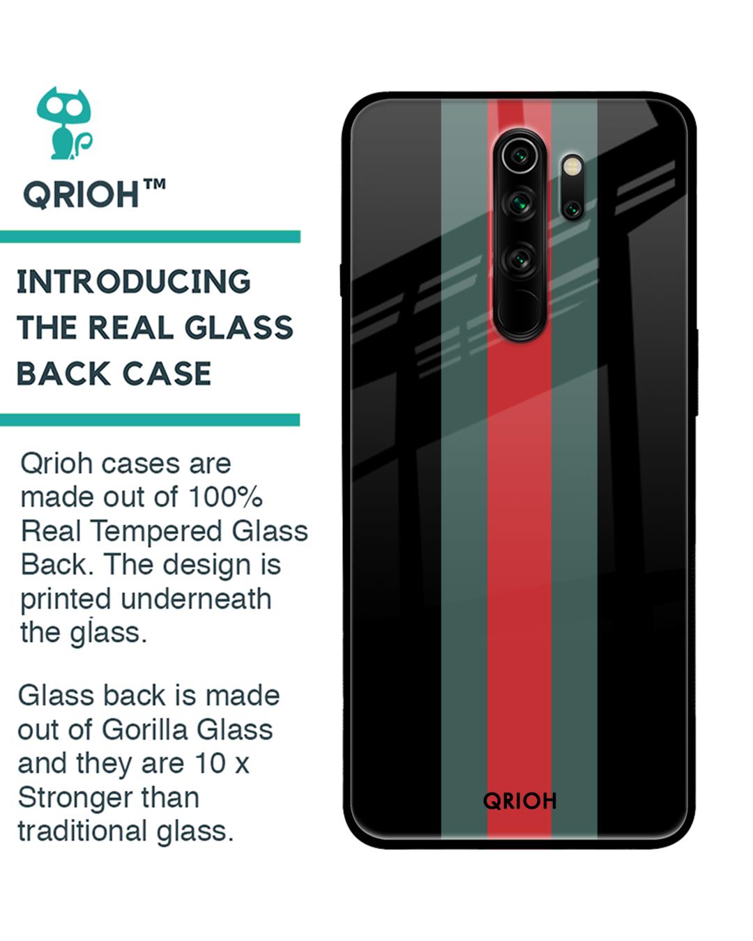 Shop Striped Premium Glass Cover For Xiaomi Redmi Note 8 Pro (Impact Resistant, Matte Finish)-Back