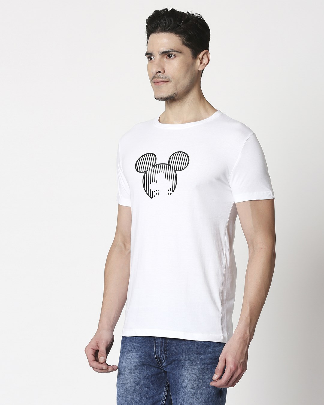 Shop Stripes Mickey Half Sleeve T-Shirt (HD)-Back