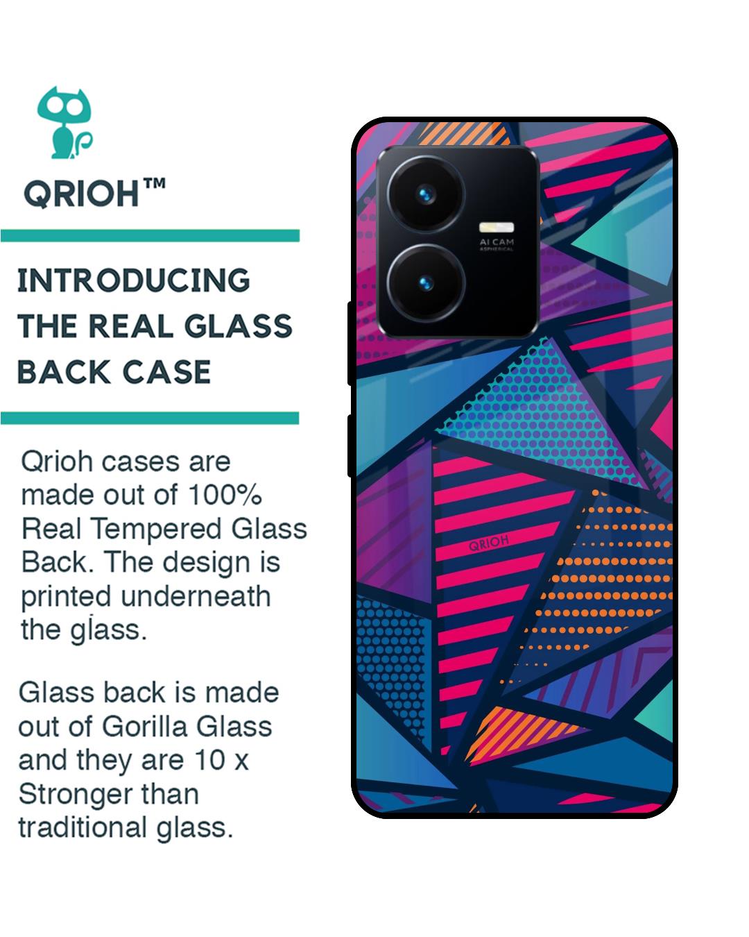Shop Structural Abstract Premium Glass Case for Vivo Y22 (Shock Proof,Scratch Resistant)-Back