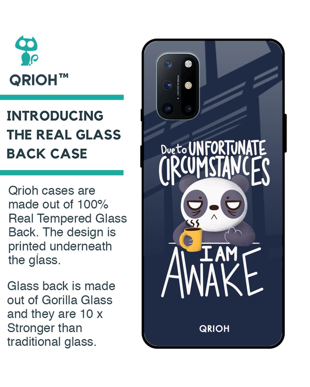 Shop Struggling Panda Typography Premium Glass Cover For OnePlus 8T (Impact Resistant, Matte Finish)-Back