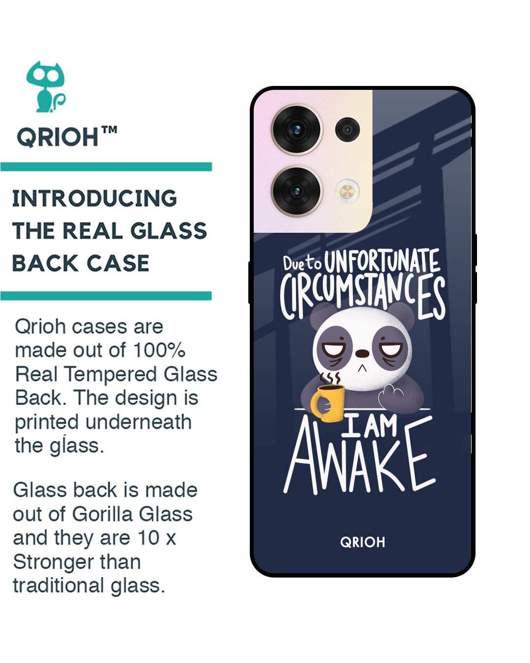 Shop Struggling Panda Typography Premium Glass Cover for Oppo Reno8 5G (Shock Proof, Scratch Resistant)-Back