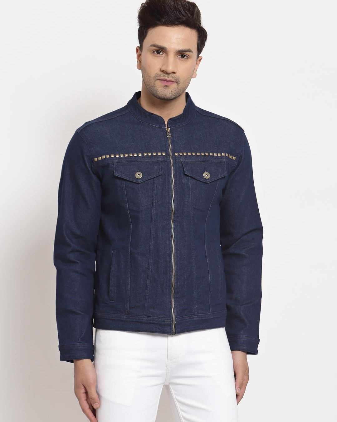 Buy Style Quotient Men's Blue Embellished Jacket for Men Blue Online at ...