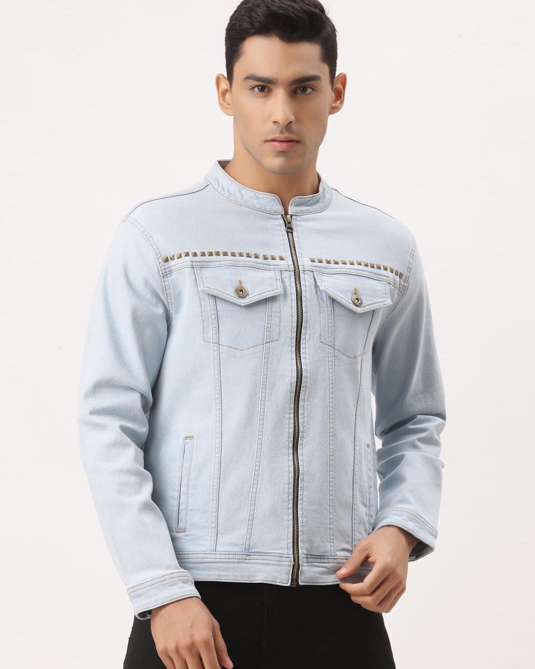 Buy Style Quotient Men's Blue Embellished Jacket for Men Blue Online at ...