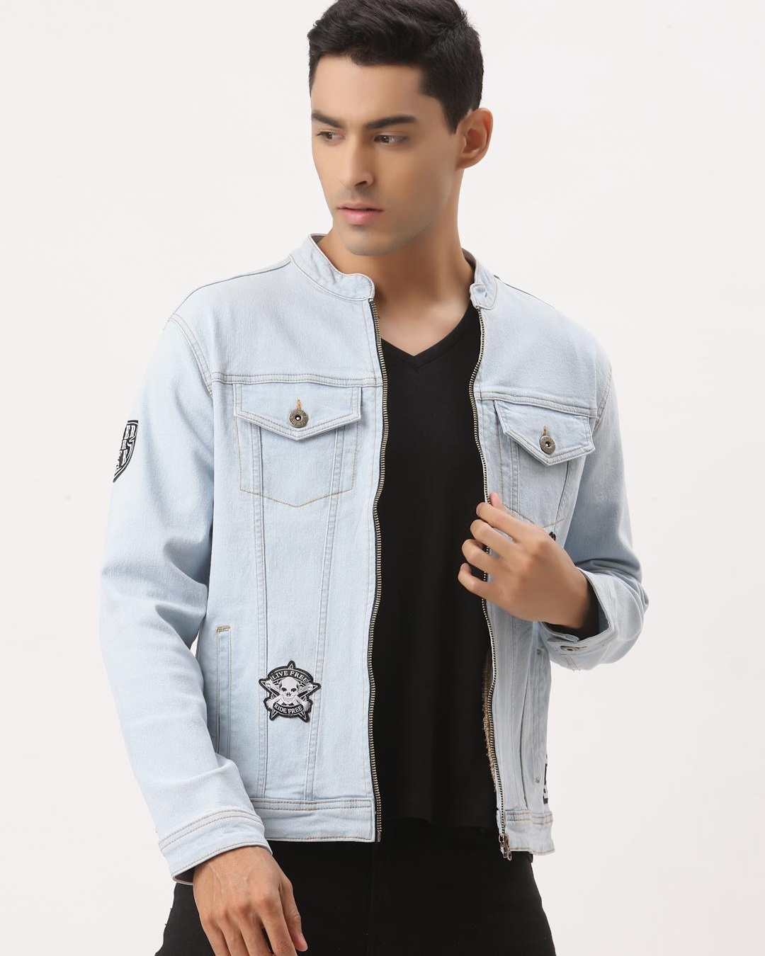 Shop Men's Blue Self Design Jacket-Back