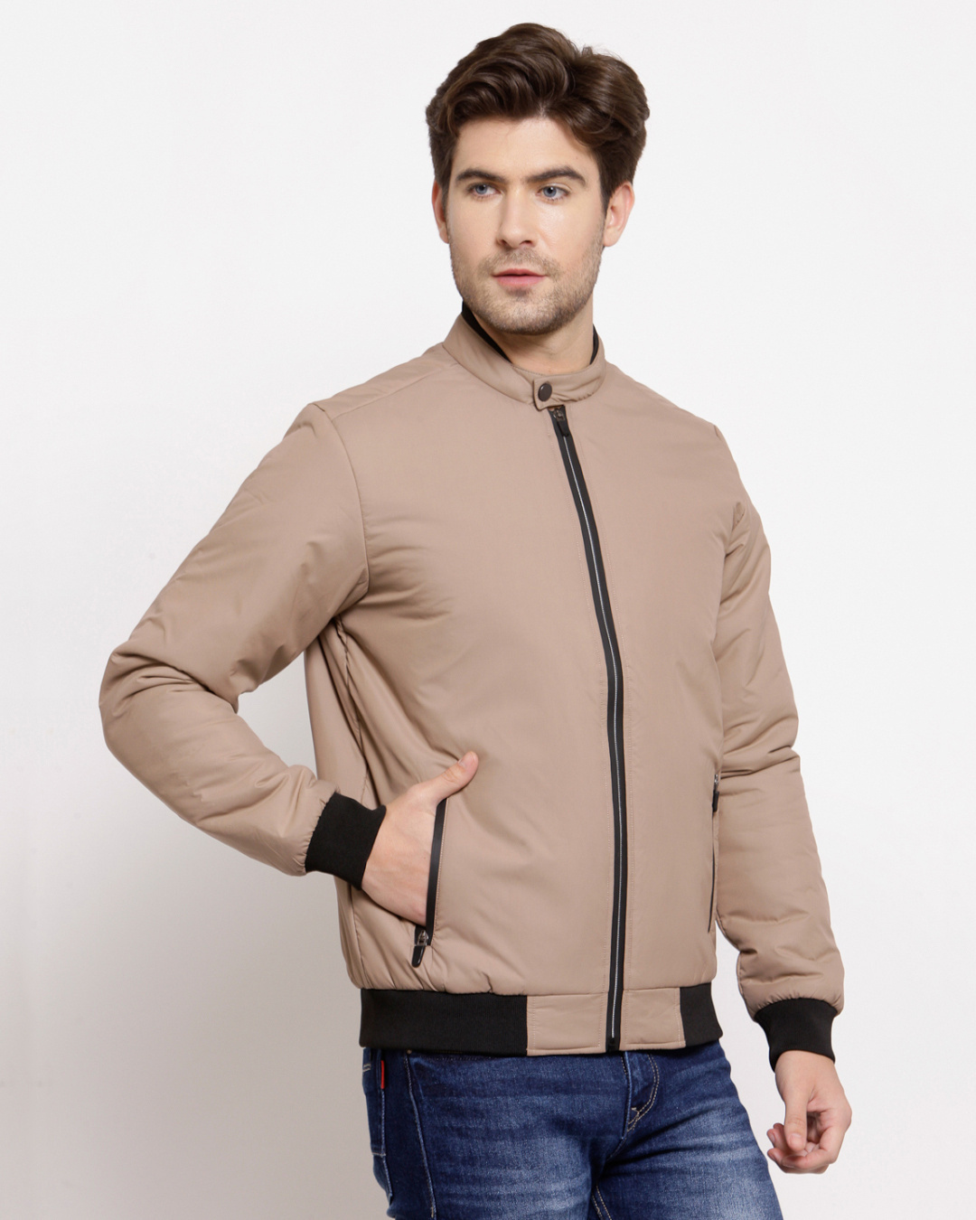 Shop Men's Brown Regular Fit Jacket-Back