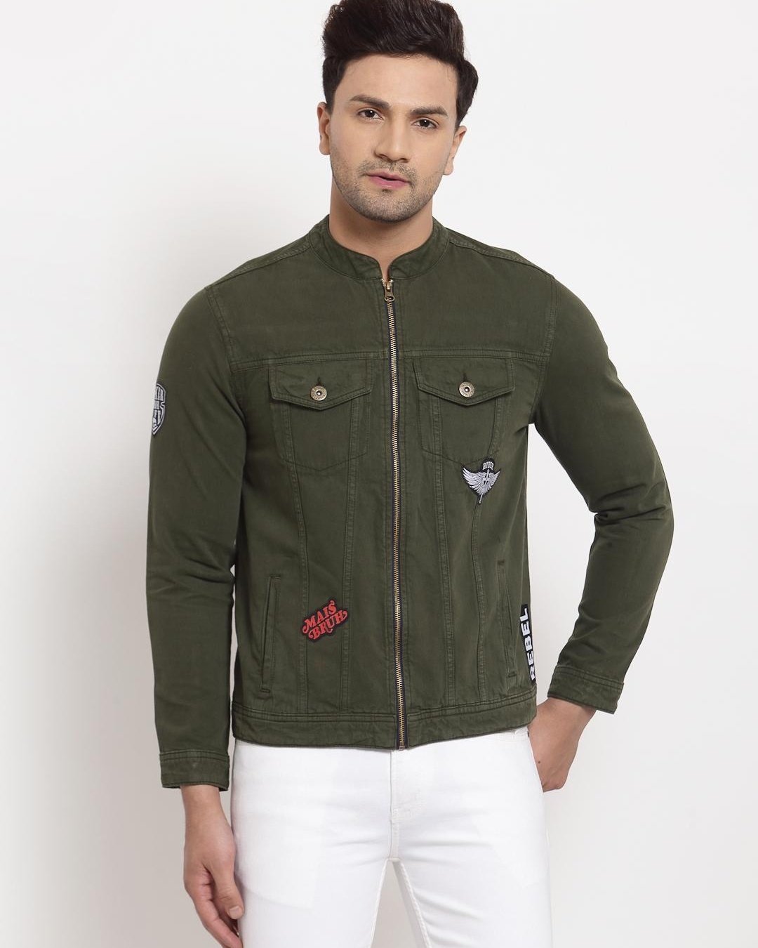 Buy Men's Green Self Design Jacket for Men Green Online at Bewakoof