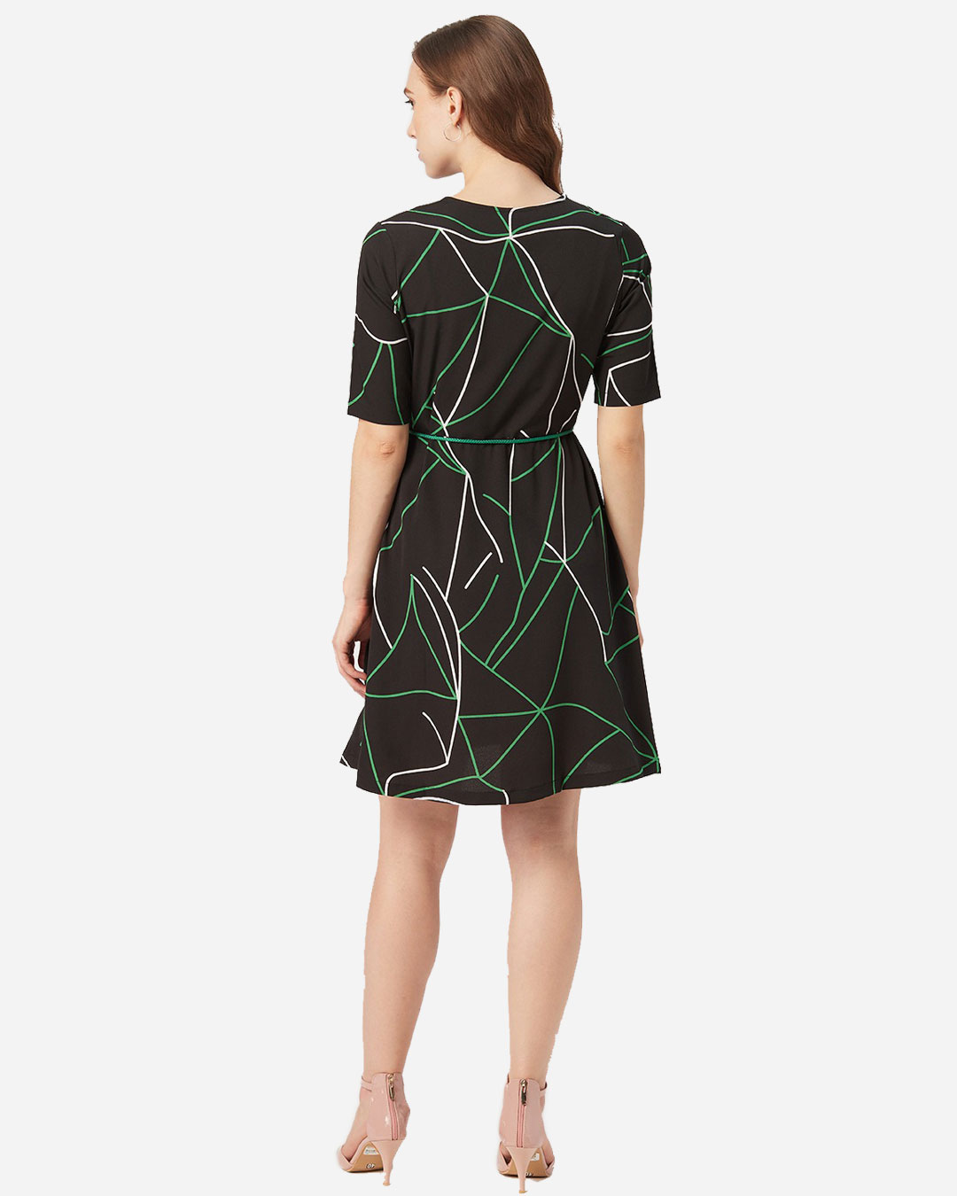 green abstract print dress