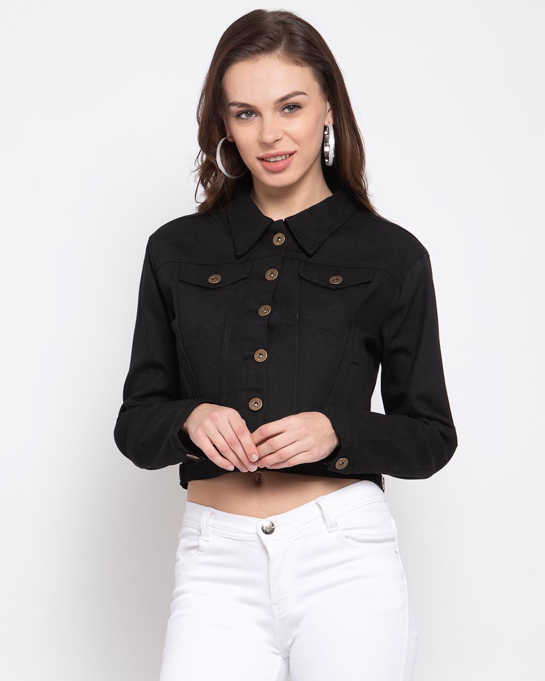 Buy Women's Black Denim Jacket for Women black Online at Bewakoof