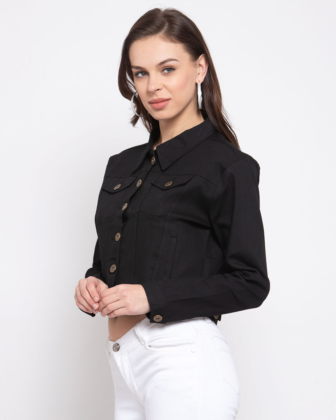 Shop Women's Black Denim Jacket-Back