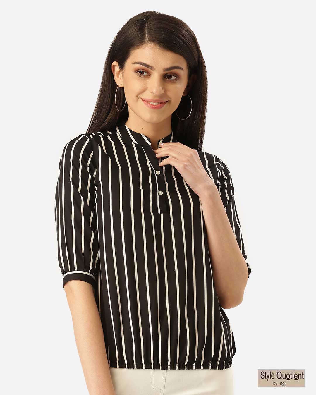 Buy Style Quotient Women Black And White Striped Blouson Top For Women Multicolor Online At Bewakoof 7900