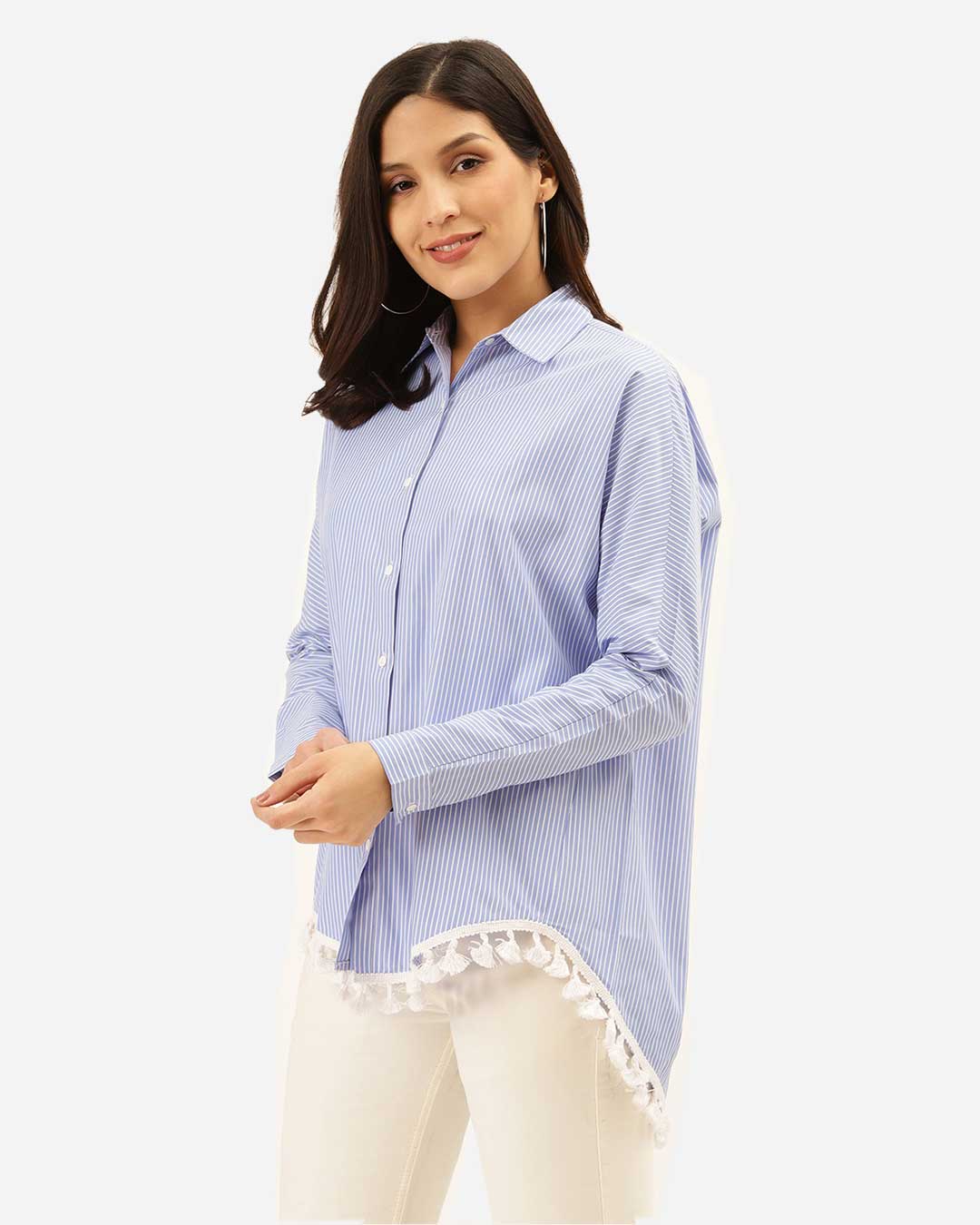 Shop Women's Blue & White Striped Shirt-Back