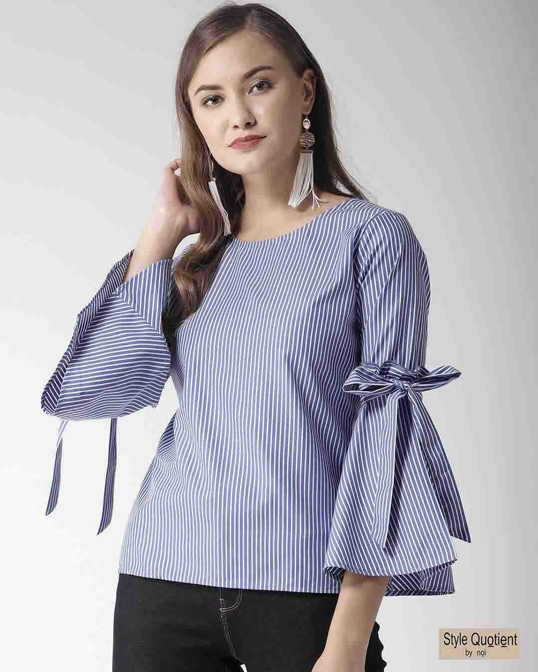 Buy Style Quotient Women Blue & White Striped Top for Women blue Online ...