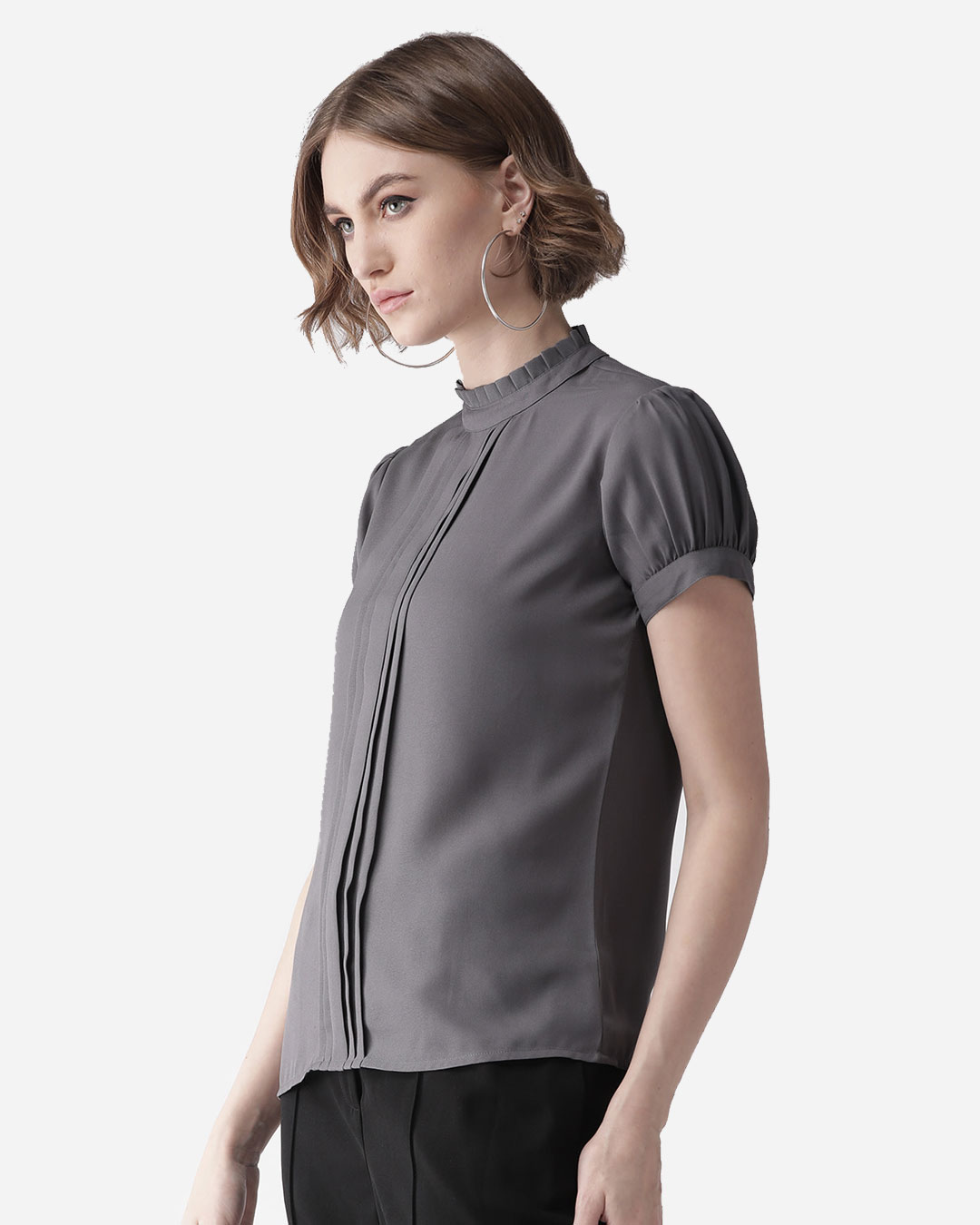 Shop Women Grey Solid Top-Back