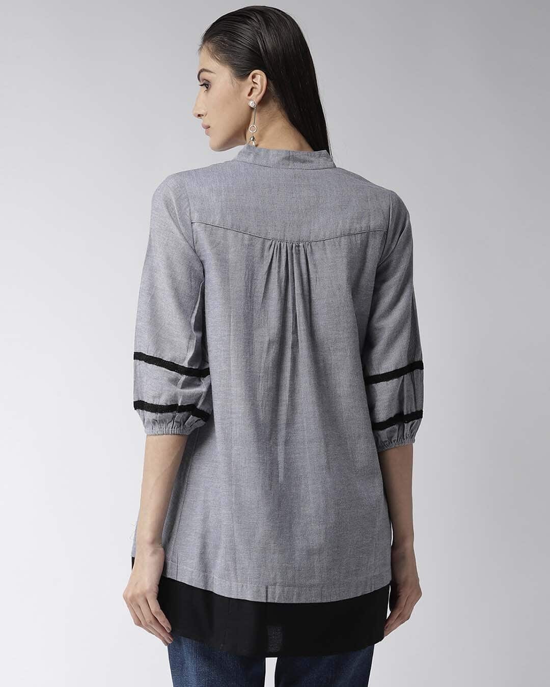 Shop Women Grey Solid Tunic-Back