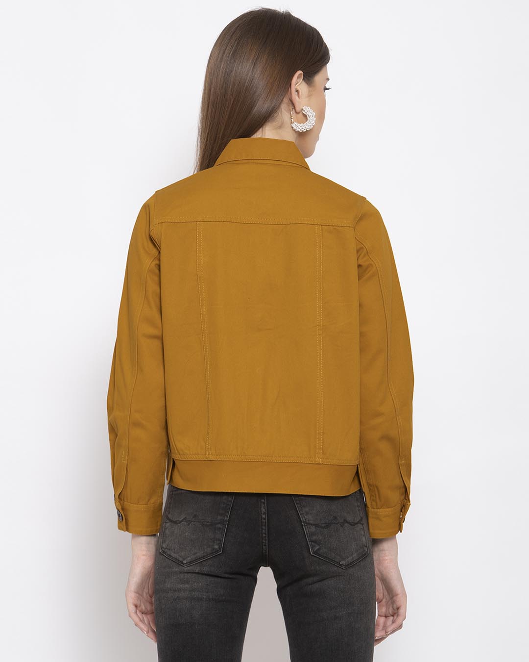 Shop Women Mustard Tailored Jacket-Back