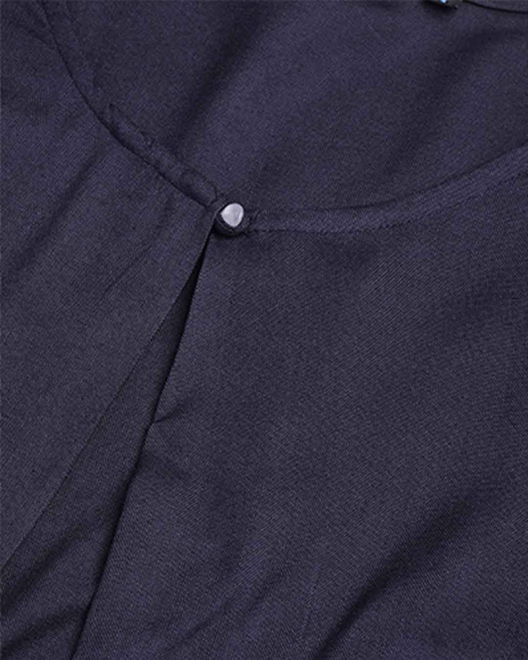Shop Women's Navy Blue Solid Button Shrug-Back
