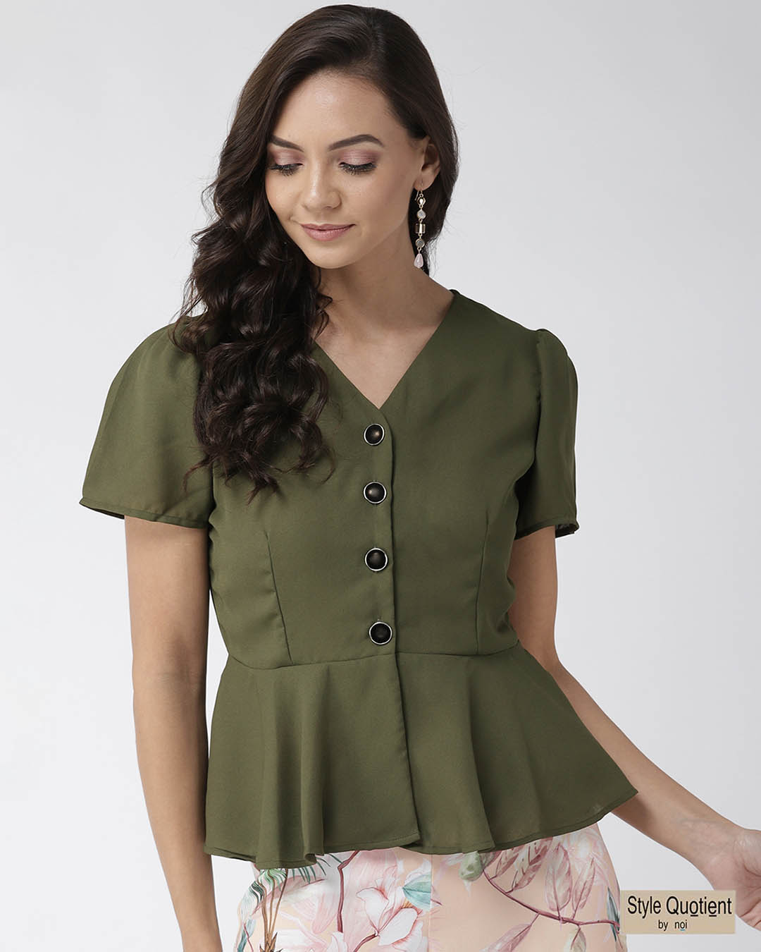 olive green peplum top