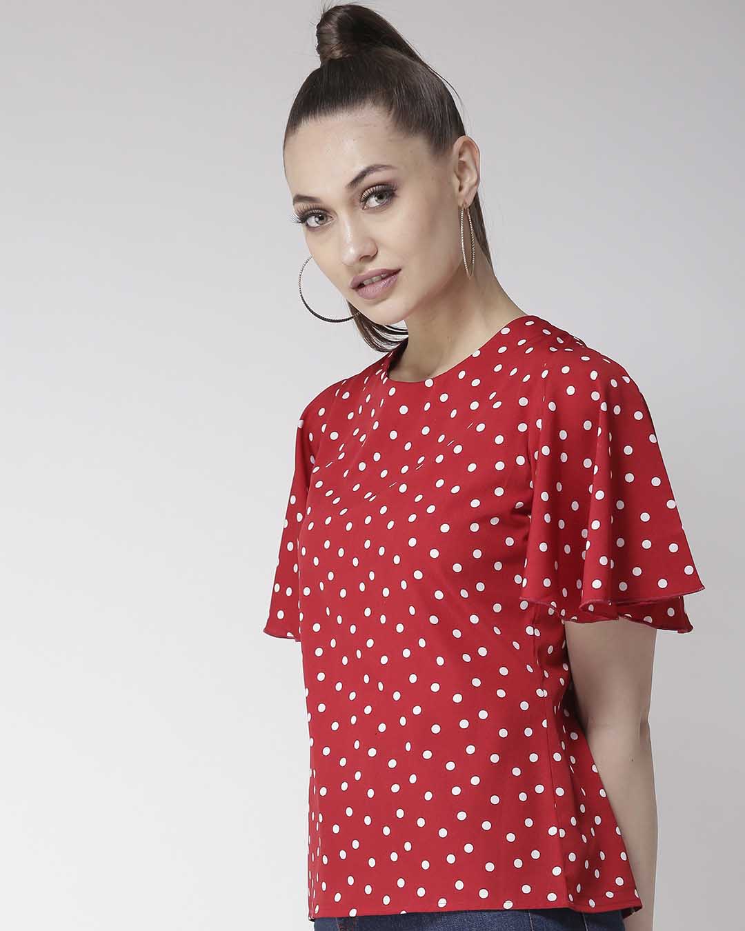 Shop Women Red Printed Styled Back Top-Back