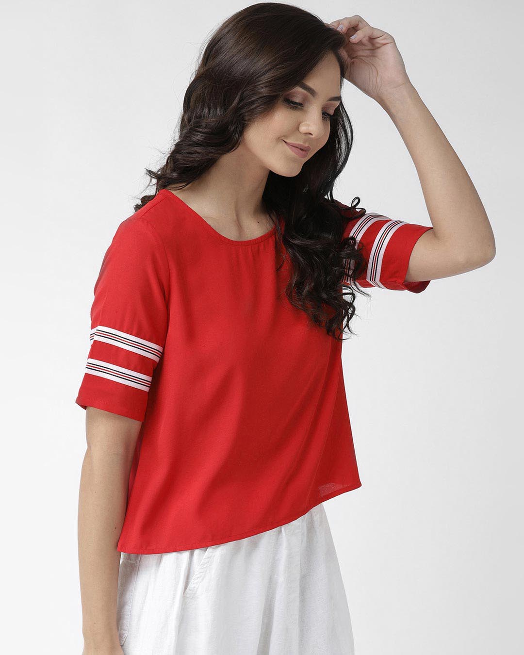 Shop Women Red Solid Top-Back