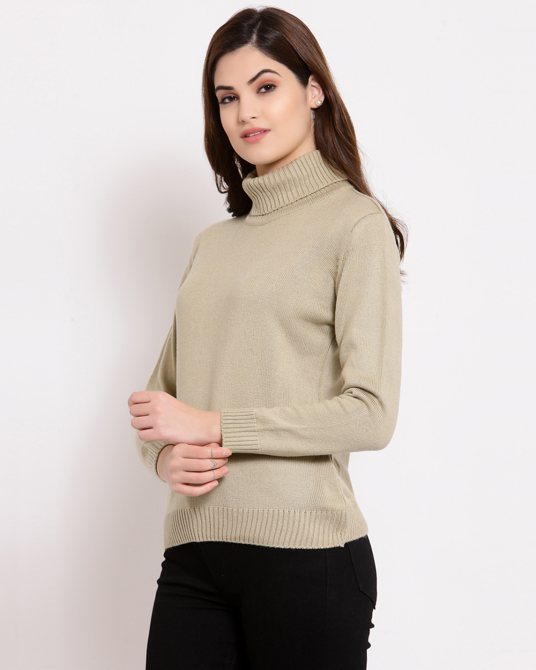 Shop Women's Beige Regular Fit Sweater-Back
