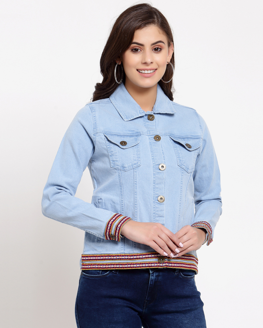 Shop Women's Blue Regular Fit Jacket-Back